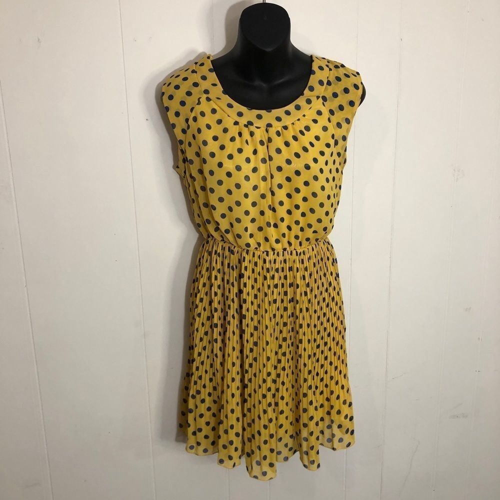 KATIE Polka Dot yellow and navy Sun Dress